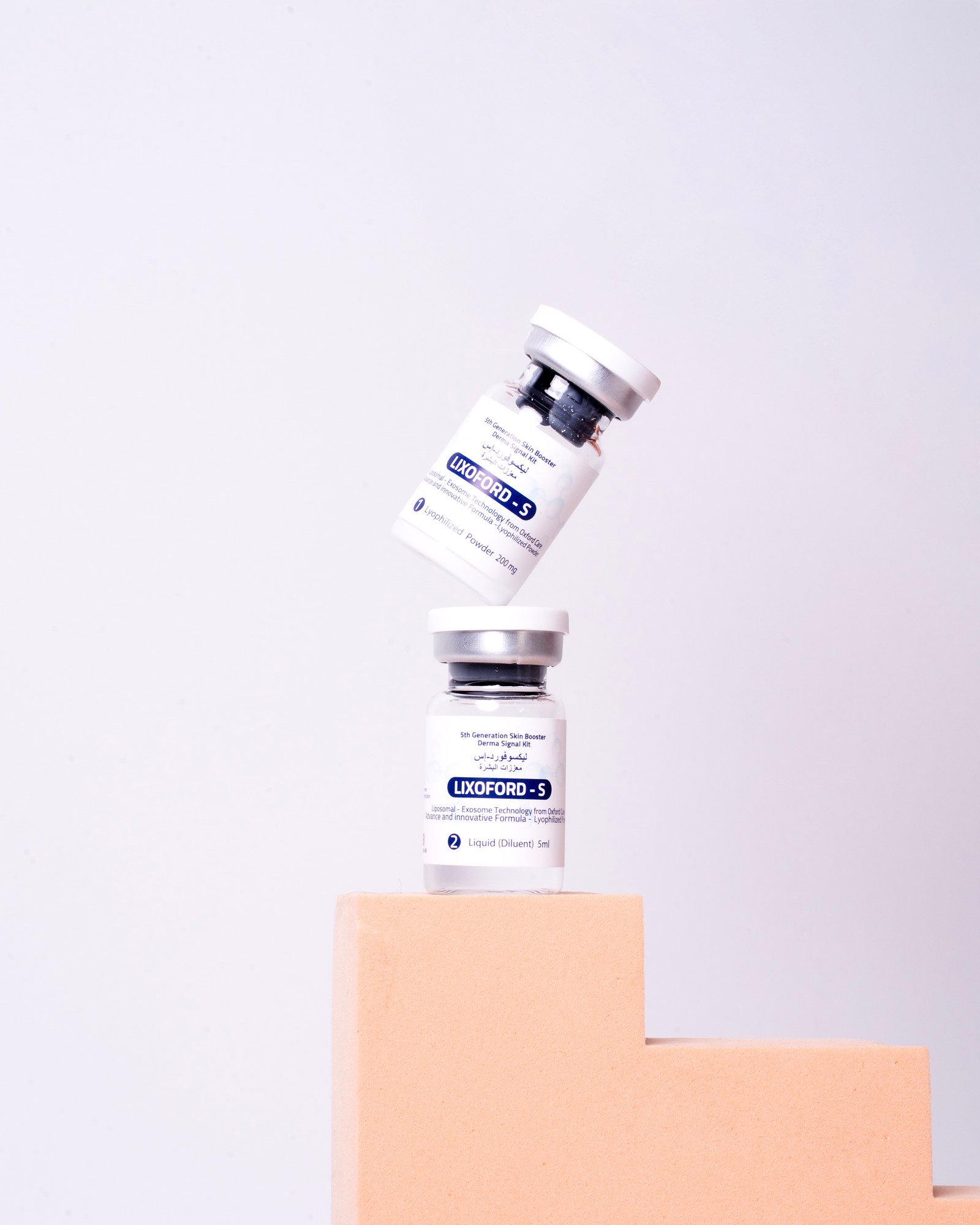 LIXOFORD-S vials in a studio product photograph