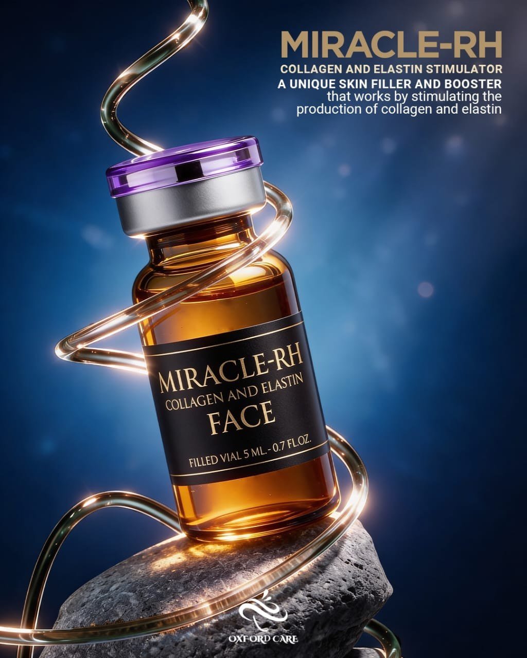 MIRACLE-RH vial with illuminated collagen-like spiral